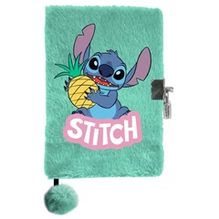 Stitch szőrmés kulcsos napló - 96 lapos - zöld (DS24SI-3676)
