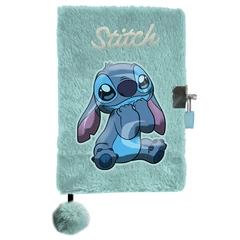 Stitch szőrmés kulcsos napló A5/96 lap - Blue (DS25FF-3676)