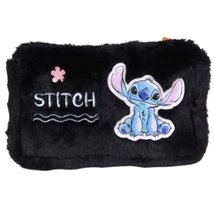 Stitch szőrmés szögletes tolltartó - Black (DS25GG-045)