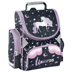 Unikornis ergonomikus iskolatáska - Fekete, lila (PP25UO-525)