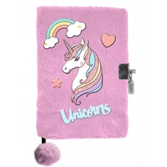 Unikornis szőrmés kulcsos napló A5/96 lap - Pink (PP24JD-3676)