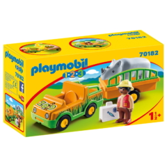 Playmobil 1.2.3 - Állatkerti autó orrszarvúval játékszett