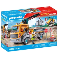 Playmobil 71750 Action Heroes Billenőplatós teherautó daruval játékszett