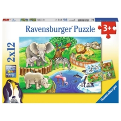 Ravensburger 2 x 12 db-os puzzle - Az állatkertben (07602)