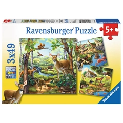 Ravensburger 3 x 49 db-os puzzle - Állatok az erdőben, állatkertben és a ház körül (09265)
