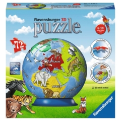 Ravensburger 72 db-os 3D gömb puzzle - Földgömb állatokkal (11840)