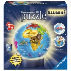Ravensburger 72 db-os 3D világító gömb puzzle - Földgömb (12184)