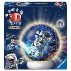 Ravensburger 72 db -os 3D világító gömb puzzle  - Árhajósok az űrben éjjeli fény (12008058)