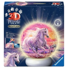 Ravensburger 72 db -os 3D világító gömb puzzle  - Lovak a tengerparton éjjeli fény (12008054)
