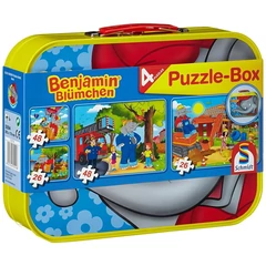 Schmidt 2x26+2x48 db-os puzzle fém bőröndben - Benjamin the Elephant Puzzle-Box (55594)