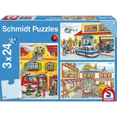 Schmidt 3 x 24 db-os puzzle - Fire Brigade and Police (56215)