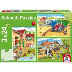 Schmidt 3 x 24 db-os puzzle - On the Farm (56216)