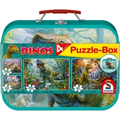 Schmidt 2x60+2x100 db-os puzzle fém bőröndben - Dinosaurs Puzzle-Box (56495)
