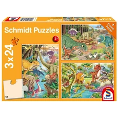 Schmidt 3 x 24 db-os puzzle - Dinosaur fun (56465)