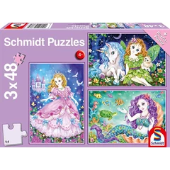 Schmidt 3 x 48 db-os puzzle - Princess Fairy and Mermaid (56376)