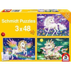 Schmidt 3 x 48 db-os puzzle - Mythical creatures (56377)