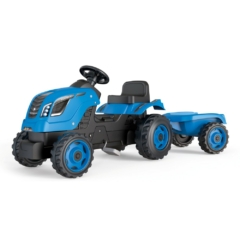 Smoby Farmer XL Traktor utánfutóval - Kék (710129)