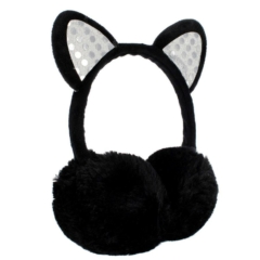 Fekete cica plüss fülmelegítő (477824)