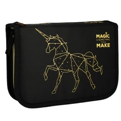 Unikornisos felszerelt tolltartó - Gold Unicorn