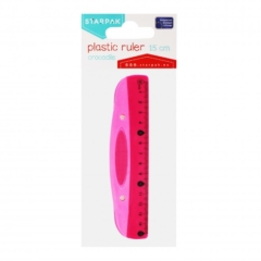 Műanyag 15 cm-es vonalzó - Rózsaszín
