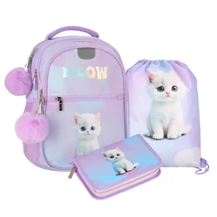 Cicás iskolatáska szett kihajtható tolltartóval - Cute Kitty (576203-1-szett)