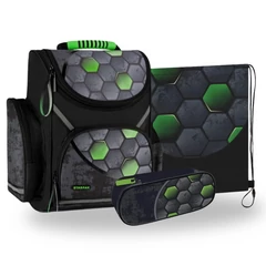 Starpak - Focis ergonomikus iskolatáska ovális tolltartóval - Black Football (527145-1-szett)