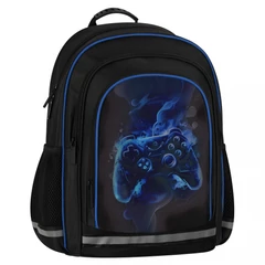 Gamer iskolatáska, hátizsák - 3 rekeszes - fekete (550882)