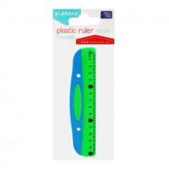 Műanyag 15 cm-es vonalzó - Kék-zöld