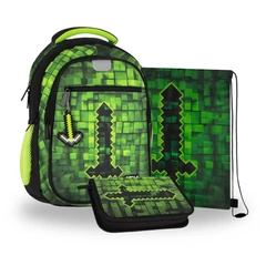Pixel iskolatáska szett kihajtható tolltartóval
