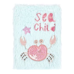 Rák mintás plüss napló csillámokkal - A5