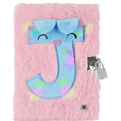 Szőrmés kulcsos napló - Rózsaszín, J betűvel (526050)