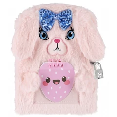 Szőrmés kulcsos napló - Rózsaszín, nyuszis (526046)