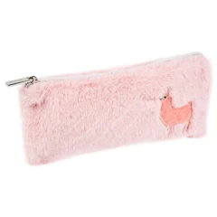 Szögletes plüss tolltartó - Láma, pink