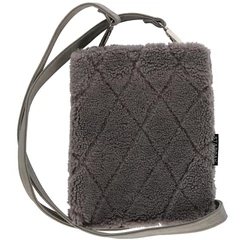 Szürke plüss válltáska öko bőrszíjjal (482195)