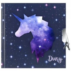 Unikornisos kulcsos napló 13,5 x 13,5 cm - Galaxy Unicorn
