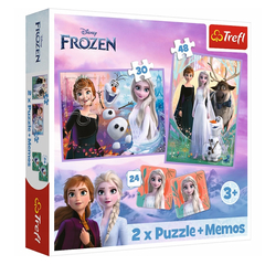 Trefl 2 az 1-ben puzzle és memóriajáték - Jégvarázs 2 - Hercegnők a földjükön (93335) 