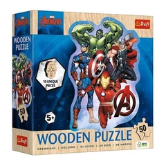 Trefl 50 db-os Wooden Contour Fa Puzzle - Marvel - Avenger's adventures (20256)