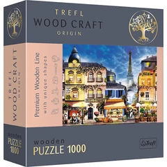 Trefl 1000 db-os Wood Craft Prémium Fa Puzzle - Hangulatos francia utca (20142)