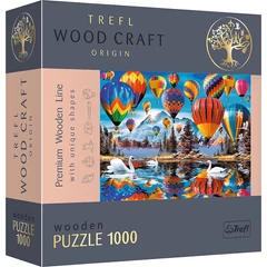 Trefl 1000 db-os Wood Craft Prémium Fa Puzzle - Színes léggömbök (20143)