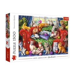 Trefl 1500 db-os puzzle - Macskák a kanapén (26198)