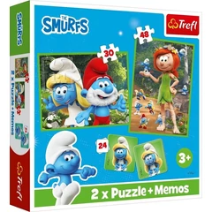 Trefl 2 az 1-ben puzzle és memóriajáték - Hupikék törpikék (93656)