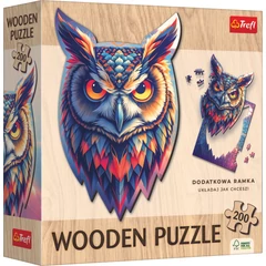 Trefl 200 db-os Wooden Contour Fa Puzzle - Bagoly (94159)