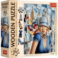 Trefl 200 db-os Wooden Contour Fa Puzzle - Catherine Abel - Summer in the City (20251)