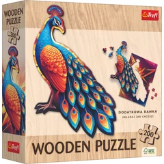 Trefl 200 db-os Wooden Contour Fa Puzzle - Páva (94160)