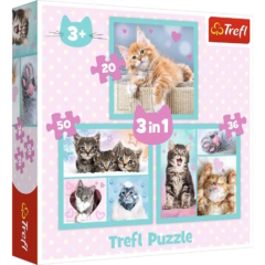 Trefl 3 az 1-ben puzzle (20,36,50 db-os) - Cuki cicák (34862)