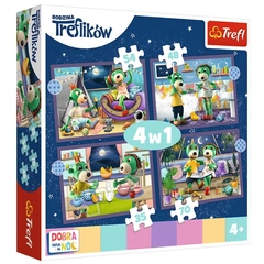 Trefl 4 az 1-ben puzzle (35, 48, 54, 70 db-os) - A Treflik család együtt szórakozik - Esti rutin (34370)