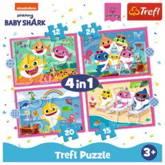 Trefl 4 az 1-ben puzzle (12,15,20,24 db-os) - Baby Shark (34378)