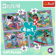 Trefl 4 az 1-ben puzzle (35,48,54,70 db-os) - Lilo és Stitch (34633)