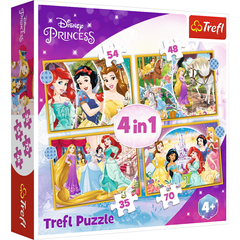 Trefl 4 az 1-ben puzzle (35,48,54,70 db-os) - Disney Princess - Boldog nap (34385)