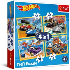 Trefl 4 az 1-ben puzzle (35,48,54,70 db-os) - Hot wheels (34627)